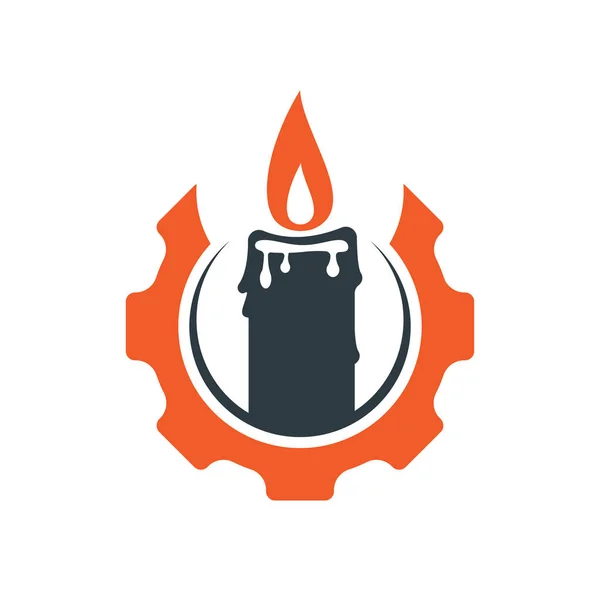 Candle Gear Vector Logo Design Circular Candle Land Gear Logo — Stock Vector