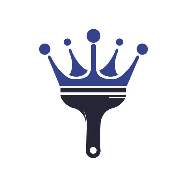 Diseño Del Logotipo Del Vector Pintura King Corona Pincel Icono — Archivo Imágenes Vectoriales