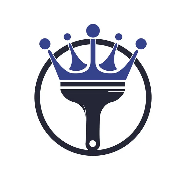 Diseño Del Logotipo Del Vector Pintura King Corona Pincel Icono — Archivo Imágenes Vectoriales