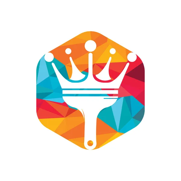 Projekt Logo Wektora Farby King Ikona Pędzla Korony Farby — Wektor stockowy