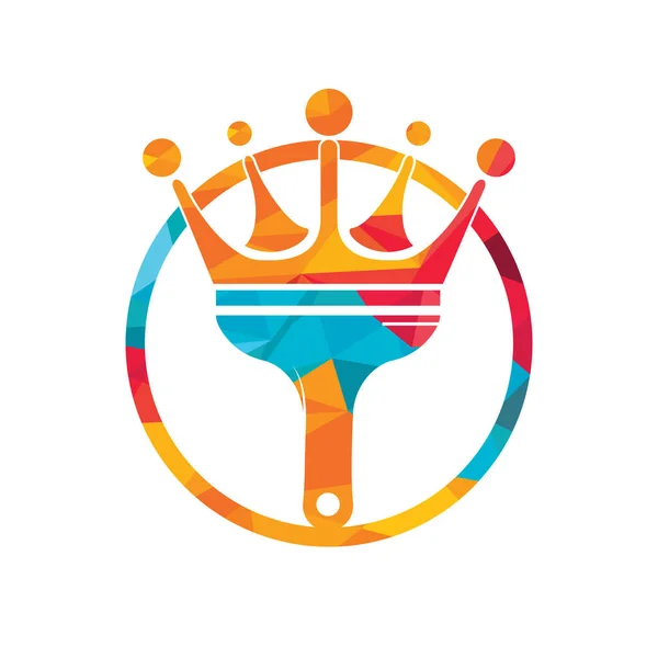 Projekt Logo Wektora Farby King Ikona Pędzla Korony Farby — Wektor stockowy