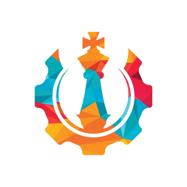 Gear Chess Logo Disegno Vettoriale Illustrazione Modello Concetto Design Creativo — Vettoriale Stock