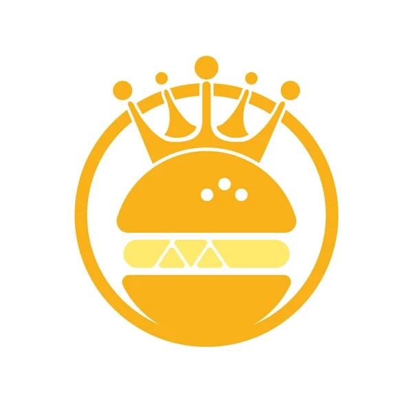 Burger Rei Design Logotipo Vetor Burger Com Conceito Logotipo Ícone — Vetor de Stock