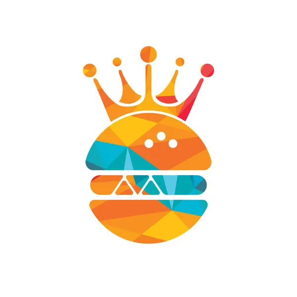 Burger King Wektor Projekt Logo Burger Ikoną Korony Koncepcji Logo — Wektor stockowy