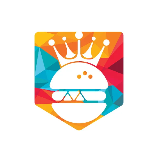 Burger Rei Design Logotipo Vetor Burger Com Conceito Logotipo Ícone — Vetor de Stock