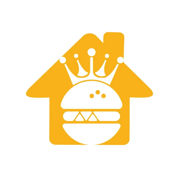 Burger King Vector Logo Design Burger Crown Mustache Home Shape — Stock Vector