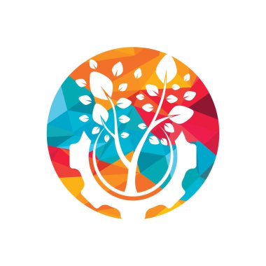 Vites ağacı vektör logosu tasarım şablonu. Modern doğa teknolojisi logosu. Yeşil eko teknolojisi ve sanayi logosu.