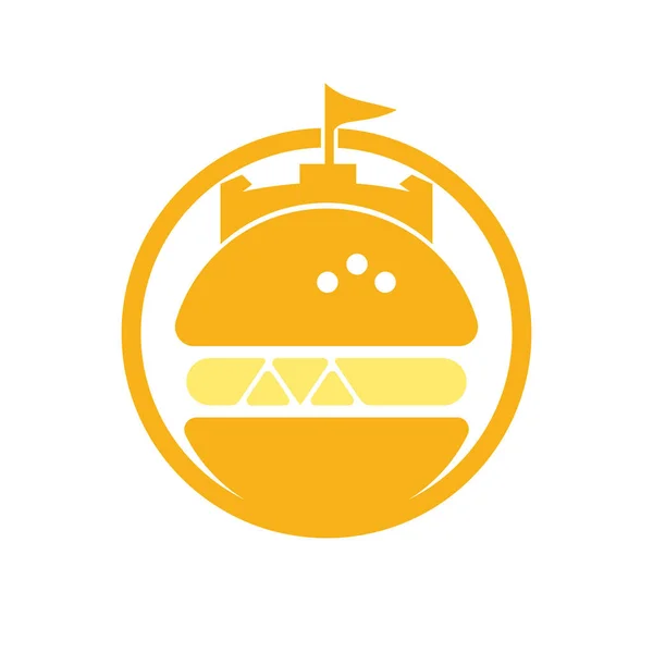 Burger Castelo Vetor Logotipo Design Projeto Logotipo Fort Burgher — Vetor de Stock