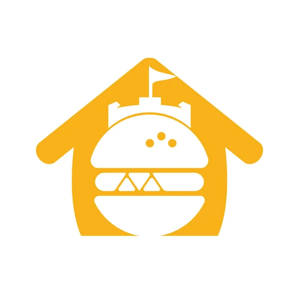 Burger Castelo Vetor Logotipo Design Projeto Logotipo Fort Burgher —  Vetores de Stock