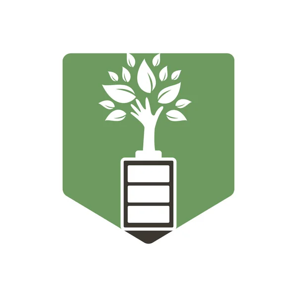 Eco Nature Battery Logo Template Design Illustration Design Green Energy — Stock Vector