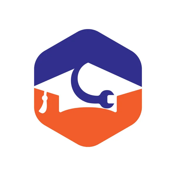 Educación Logo Diseño Inspiración Llave Con Diseño Logotipo Sombrero Graduación — Vector de stock