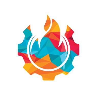 Vites ve ateş vektör logosu dizayn şablonu.