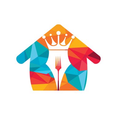 Logo tasarımı konsepti. Taç ve çatal vektör dizaynlı kalem.