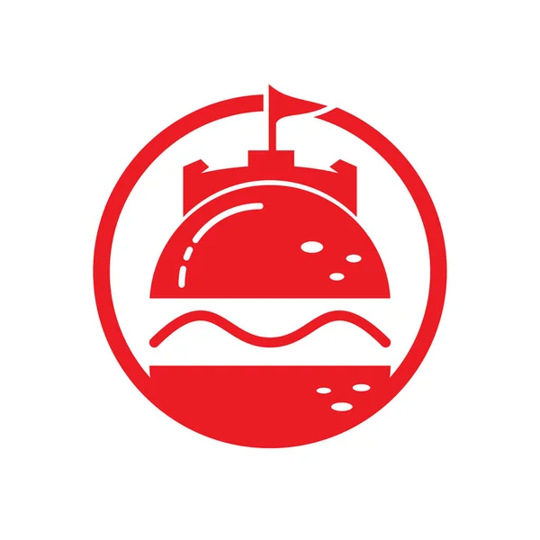 Burger Castelo Vetor Logotipo Design Projeto Logotipo Fort Burgher — Vetor de Stock