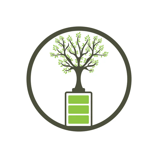 Modèle Logo Eco Nature Batterie Design Illustration Modèle Logo Énergie — Image vectorielle