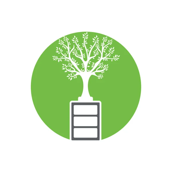 Eco Natur Och Batteri Logotyp Mall Design Illustration Design Mall — Stock vektor