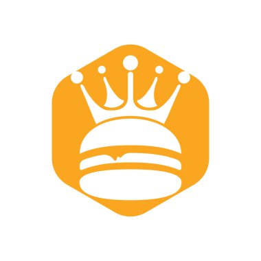 Burger King vektör logosu tasarımı. Taç simgesi logo konseptli hamburger.