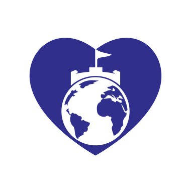 Castle Globe vektör logosu tasarımı. Eşsiz kale ve dünya logoti tasarım şablonu.