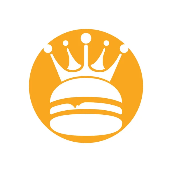 Design Burger King Vektor Logotyp Burgare Med Krona Ikon Logotyp — Stock vektor