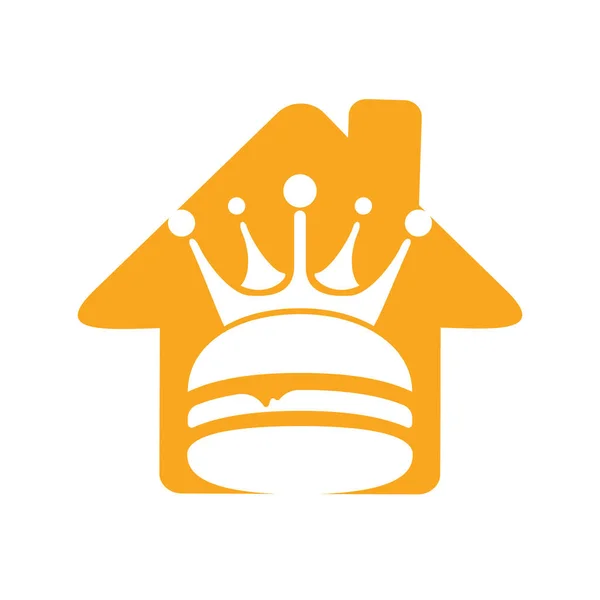 汉堡王矢量标志设计 带冠的汉堡和带有家形图标标志概念的胡子 — 图库矢量图片