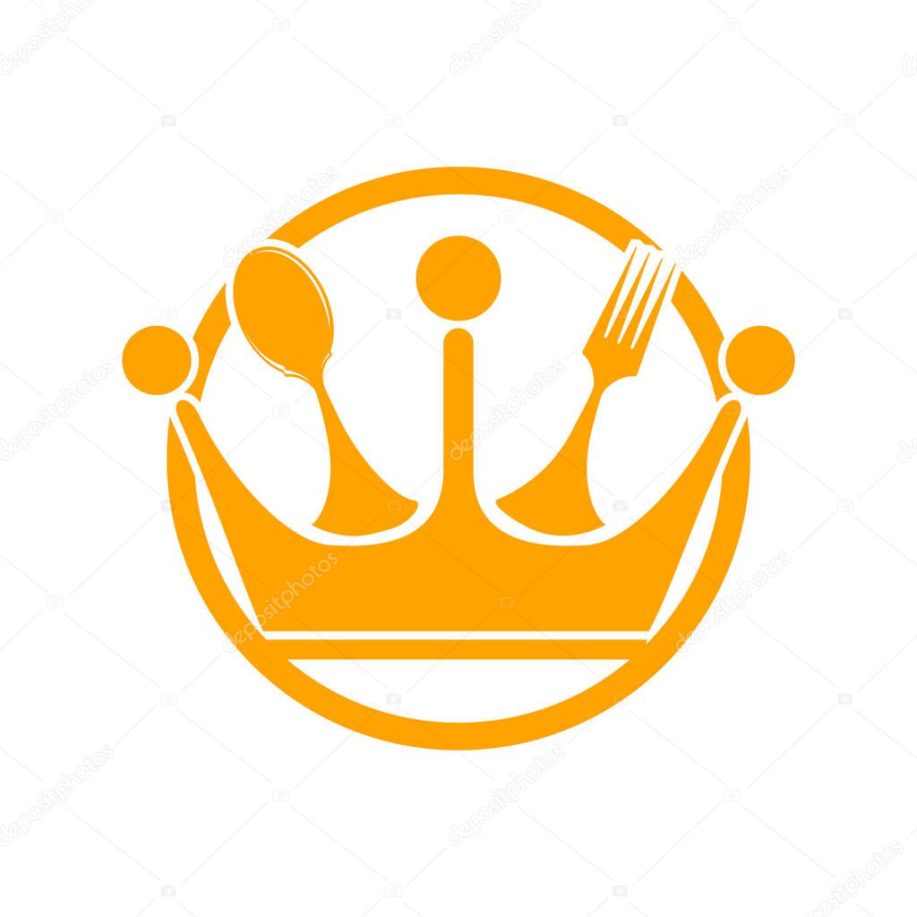 Food kingdom vector logo design. Royal food logo concept.