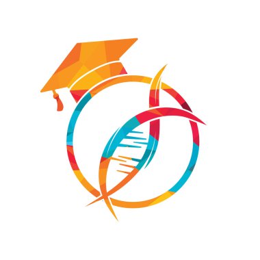 DNA mezuniyet vektör logosu tasarımı. Bilim okulu vektör logosu kavramı.