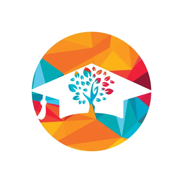 Kreativ Modern Natur Utbildning Logo Design Gradering Mössa Och Träd — Stock vektor