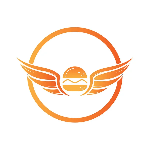 Ангел Гамбургер Логотип Крыльями Логотип Дизайн Концепция Логотипа Летающего Бургера — стоковый вектор