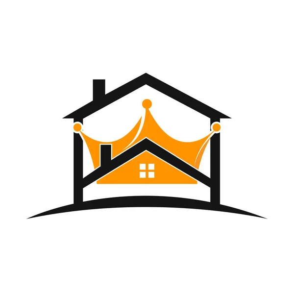 Startseite König Vektor Logo Design Kreatives Designkonzept Für Haus Und — Stockvektor