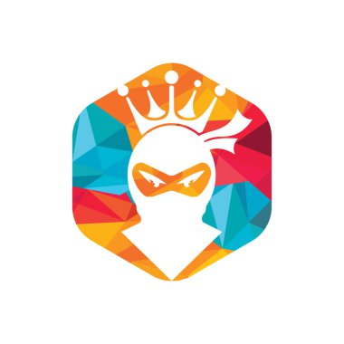 Kral Ninja vektör logosu tasarımı. Kraliyet logosu ve ninja karışımı..