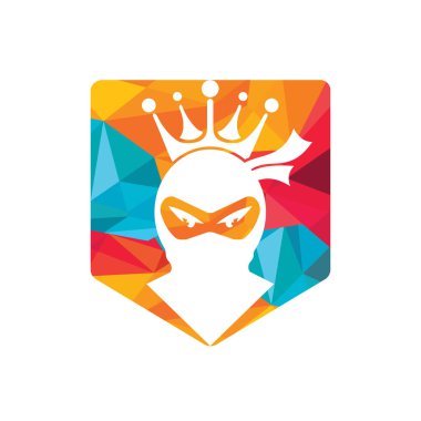Kral Ninja vektör logosu tasarımı. Kraliyet logosu ve ninja karışımı..