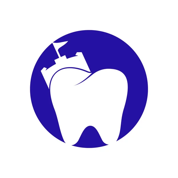 Modelo Logotipo Dente Castelo Dentista Forte Vetor Logotipo Design —  Vetores de Stock