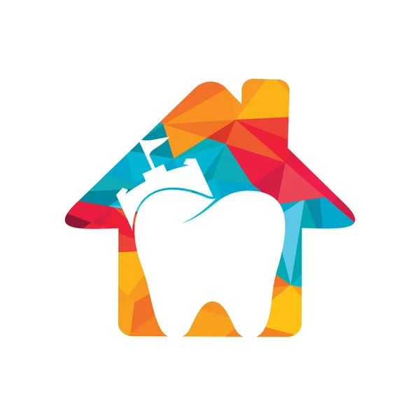 城歯のロゴテンプレート 歯医者の砦のベクトルのロゴデザイン — ストックベクタ