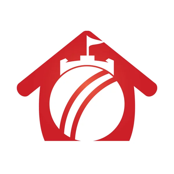 Koncepcja Logo Twierdzy Krykieta Piłka Krykieta Ikoną Fortu — Wektor stockowy