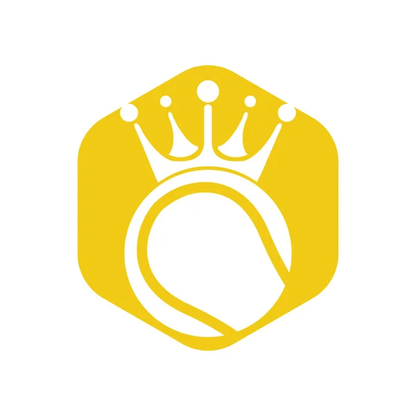 Projekt Logo Wektora Króla Tenisa Piłka Tenisowa Wzór Ikony Korony — Wektor stockowy