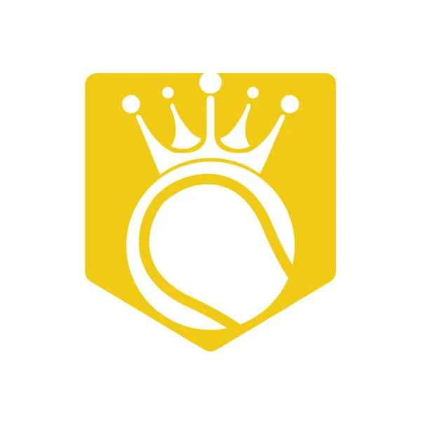 Tennis King Vector Logo Ontwerp Tennis Bal Kroon Pictogram Ontwerp — Stockvector