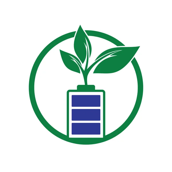 Design Ilustração Design Modelo Logotipo Natureza Bateria Eco Modelo Logotipo — Vetor de Stock
