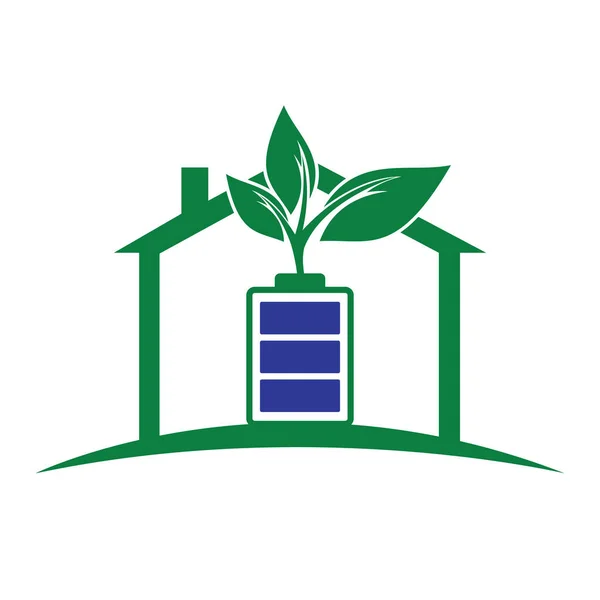 Eco Natura Domu Logo Baterii Szablon Projekt Ilustracji Wzór Logo — Wektor stockowy