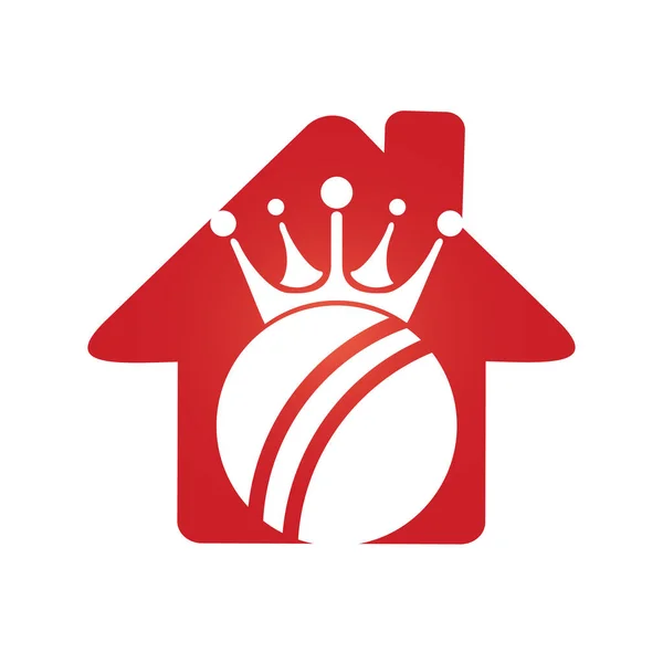 Projekt Logo Wektora Krykieta Króla Piłka Krykieta Wzór Ikony Korony — Wektor stockowy