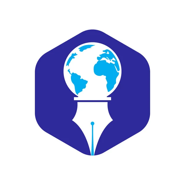 Вектор Логотипу Перо Глобус Логотип Освіти Інституційний Освітній Векторний Дизайн — стоковий вектор