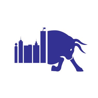City bull vector logo design. Building and bull combination vector design logo.