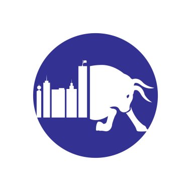 City bull vector logo design. Building and bull combination vector design logo.