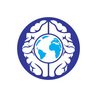 Dünya beyin vektör logosu şablonu. Akıllı dünya logo sembolü tasarımı.
