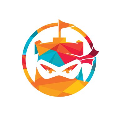 Kale ninja vektör logo tasarım şablonu.