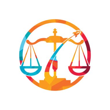 Rocket law vector logo design. Unique law and flight logotype design template.