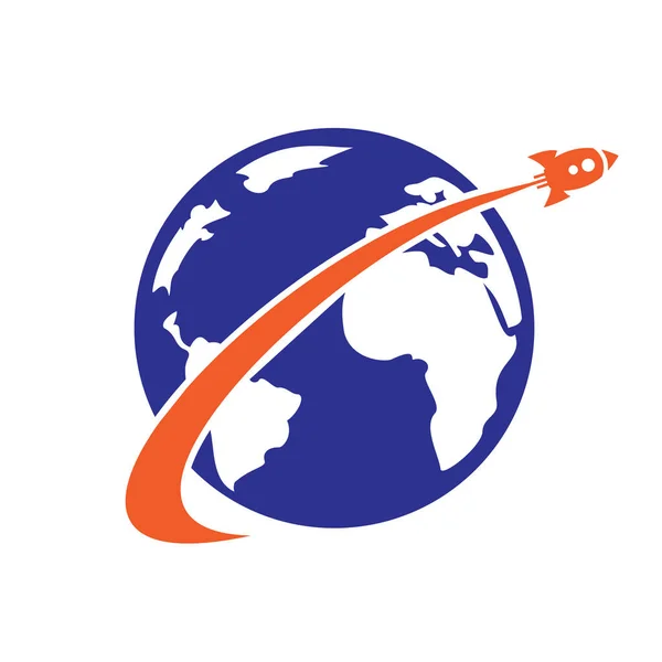 Rocket Planet Vector Logo Design Creative Rocket Concept Logo Design — Stockový vektor
