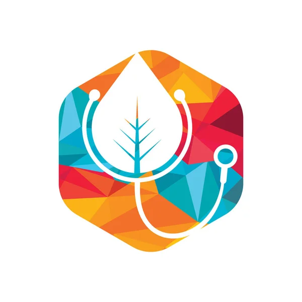 Здоров Стетоскоп Векторний Дизайн Логотипу Стетоскоп Піктограмою Листа Векторний Дизайн — стоковий вектор