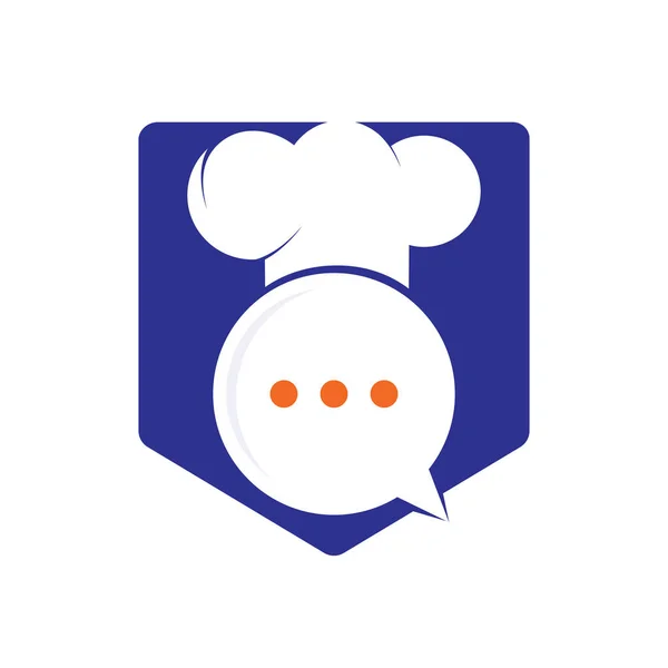 Chef Talk Vector Logo Design Illustration Hat Cooker Chat Symbol — Vetor de Stock