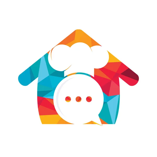 Chef Talk Vector Logo Design Illustration Hat Cooker Chat Symbol — 图库矢量图片