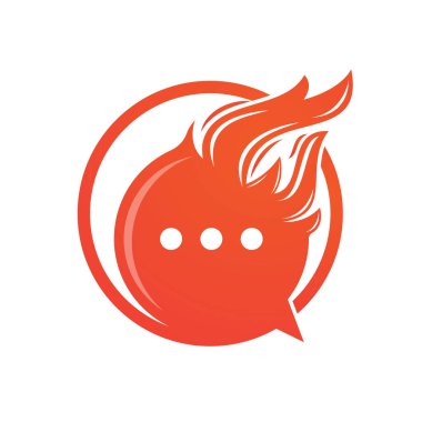 Ateş Sohbeti vektör logosu tasarımı. Alevli konuşma logosu tasarımı.